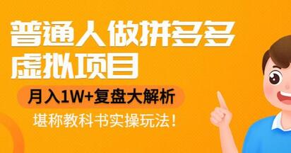 　普通人做拼多多虚拟项目，月入1W+复盘大解析，堪称教科书实操玩法!