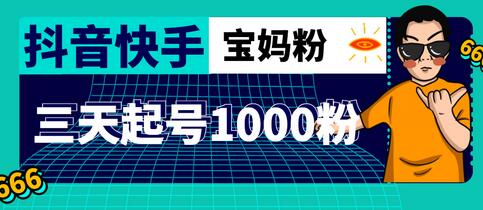 抖音快手三天起号涨粉1000宝妈粉丝的核心方法【详细玩法教程】