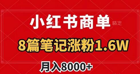 小红书商单最新玩法,8篇笔记涨粉1.6w,作品制作简单,月入8000+-蜗牛学社