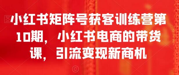 小红书矩阵号获客训练营第10期,小红书电商的带货课,引流变现新商机-蜗牛学社