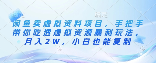 闲鱼卖虚拟资料项目，手把手带你吃透虚拟资源暴利玩法，小白也能操作-多课资源站
