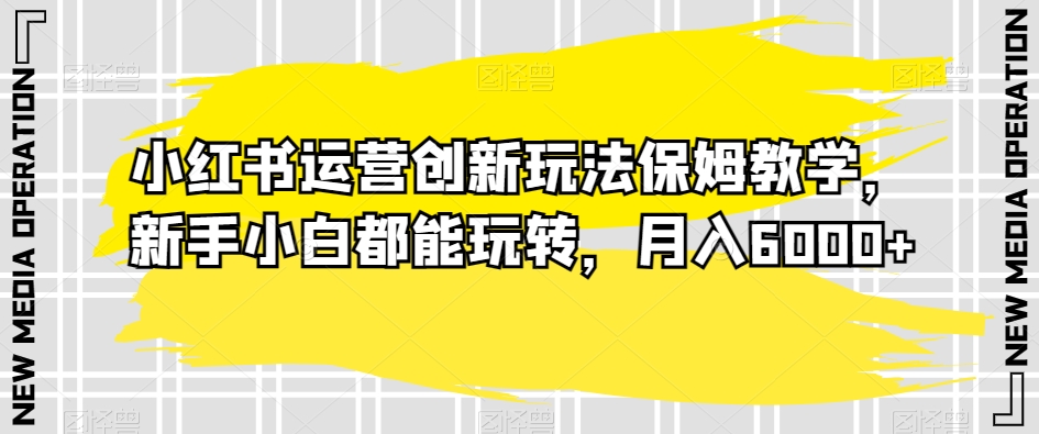 小红书运营创新玩法保姆教学,新手小白都能玩转,月入6000+【揭秘】-蜗牛学社