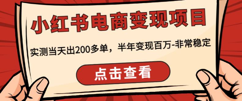 顽石·小红书电商变现项目,实测当天出200多单,半年变现百万,非常稳定-蜗牛学社