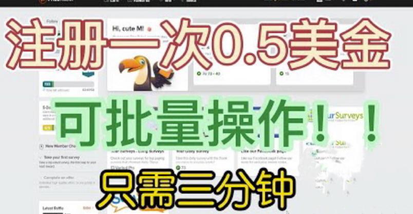 国外项目注册一次0.5美金,只需三分钟无脑操作,可批量同时放大操作,小白工作室福利【揭秘】-蜗牛学社