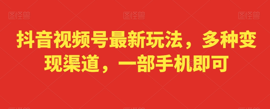 抖音视频号最新玩法,多种变现渠道,一部手机即可-蜗牛学社
