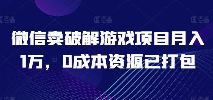 微信卖破解游戏项目月入1万,0成本资源已打包【揭秘】-蜗牛学社