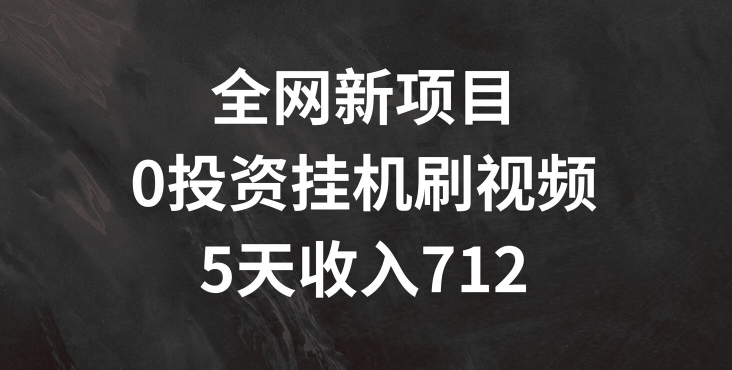 全网新项目，0投入挂JI刷视频，5天收益几张
