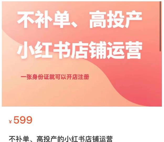 不补单、高投产的小红书店铺运营,一张身份证就可以开店注册-蜗牛学社