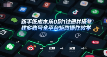 新手低成本从0到1注册并搭建多账号全平台矩阵操作教学,手机号-邮箱-IP-工具-蜗牛学社