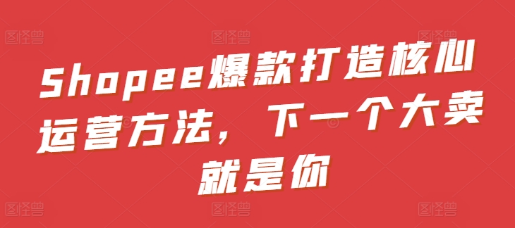Shopee爆款打造核心运营方法,下一个大卖就是你-蜗牛学社