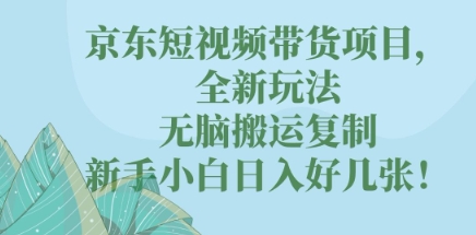 京东短视频带货项目，全新玩法，无脑搬运复制，新手小白日入好几张!