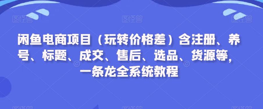 闲鱼电商项目(玩转价格差)含注册、养号、标题、成交、售后、选品、货源等,一条龙全系统教程-蜗牛学社