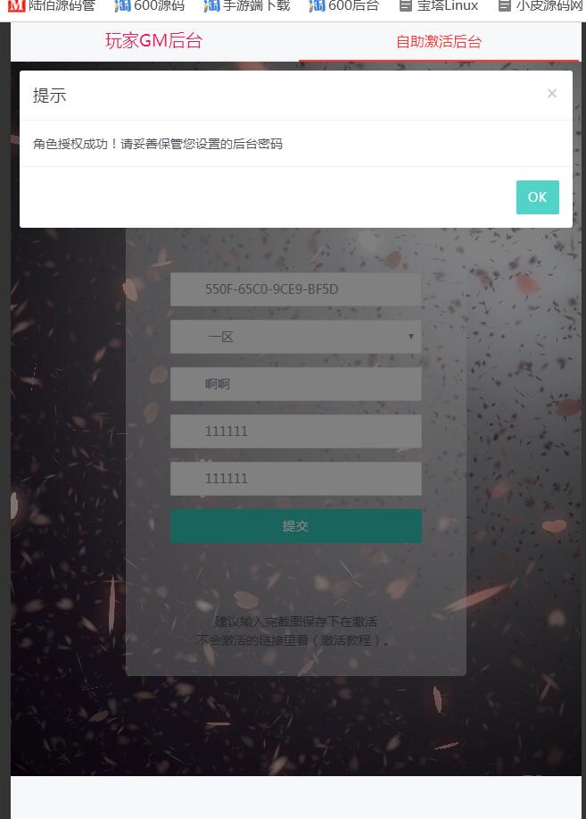 真勇闯阿拉德二合一CDK角色授权GM后台+多功能+充值平台币+邮件
