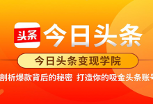 今日头条变现学院·剖析爆款背后的秘密，打造你的吸金头条账号，价值3000元-蜗牛学社