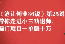 《沧让创业36说》第25说:带你走进小三劝退师,偏门项目一单赚十万-蜗牛学社