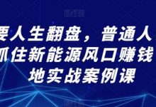 想要人生翻盘,普通人该如何抓住新能源风口赚钱,落地实战案例课-蜗牛学社