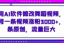 使用AI软件修改舞蹈视频,视频号一条视频涨粉3000+,条条原创,流量巨大-蜗牛学社