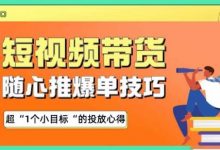 随心推爆单秘诀,短视频带货-超1个小目标的投放心得-蜗牛学社