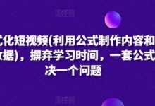 公式化短视频(利用公式制作内容和理解数据),摒弃学习时间,一套公式解决一个问题-蜗牛学社