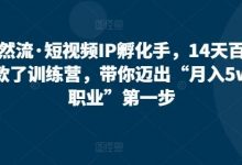 自然流·短视频IP孵化手,14天百万爆款了训练营,带你迈出“月入5w新职业”第一步-蜗牛学社