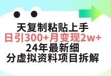 三天复制粘贴上手日引300+月变现五位数,小红书24年最新细分虚拟资料项目拆解-蜗牛学社