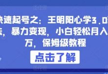 快速起号之:王明阳心学3.0玩法,暴力变现,小白轻松月入过万,保姆级教程-蜗牛学社
