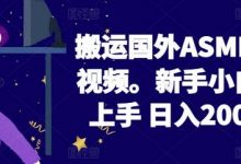 2024搬运国外ASMR 助眠视频,新手小白轻松上手 日入200左右-蜗牛学社