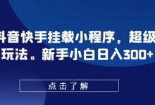 0粉抖音快手挂载小程序,超级变脸玩法,新手小白日入300+-蜗牛学社