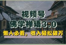 懒人必看,视频号佛学禅语3.0.纯原创视频,每天1-2小时,收益高,可以矩阵操作-蜗牛学社