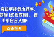 0粉抖音快手挂载小程序,超级变脸(影视变脸),新手小白日入300+-蜗牛学社