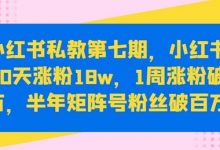 小红书私教第七期,小红书90天涨粉18w,1周涨粉破万,半年矩阵号粉丝破百万-蜗牛学社