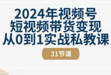 2024年视频号短视频带货变现从0到1实战私教课(31节视频课)-蜗牛学社