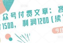 某公众号付费文章:客单价1500,利润1200(续),市场几乎可以说是空白的-蜗牛学社
