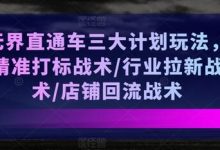 无界直通车三大计划玩法,精准打标战术/行业拉新战术/店铺回流战术-蜗牛学社