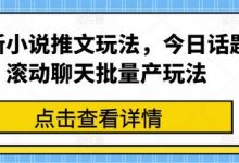 最新小说推文玩法,今日话题滚动聊天批量产玩法-蜗牛学社