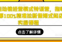 全店动销经营模式特训营,指哪打哪100%精准拉新保姆式起店实操课程-蜗牛学社