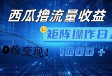 西瓜视频撸流量,简单上手,0粉变现矩阵操作,日入1000+-蜗牛学社