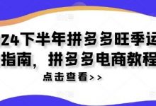 2024下半年拼多多旺季运营指南,拼多多电商教程-蜗牛学社