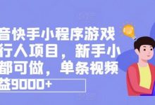 抖音快手小程序游戏发行人项目,新手小白都可做,单条视频收益9000+-蜗牛学社