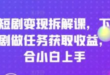 刷短剧变现拆解课，下载短剧做任务获取收益，适合小白上手-蜗牛学社