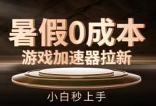 暑假0成本游戏加速器拉新,小白秒上手,无需投资-蜗牛学社