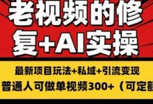 修复老视频的玩法,搬砖+引流的变现(可持久),单条收益300+-蜗牛学社
