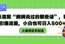 德云混剪“纲纲说过的那些话”,轻松引爆流量,小白也可日入500+-蜗牛学社