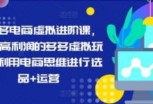 拼多多电商虚拟进阶课,学习高利润的多多虚拟玩法,利用电商思维进行选品+运营-蜗牛学社