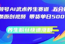 视频号AI武术养生赛道,五分钟一条原创视频,带货单日几张,养生粉丝快速涨粉-蜗牛学社