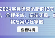 2024多多运营必听的12节课,全程干货,玩法实操,爆款方案尽在掌握-蜗牛学社