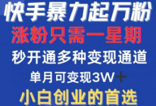 快手暴力起万粉,涨粉只需一星期,多种变现模式,直接秒开万合,单月变现过W-蜗牛学社