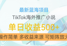 最新蓝海项目,利用tiktok海外推广小说赚钱佣金,简单易学,日入500+,可矩阵放大-蜗牛学社