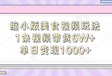 缩小版美食视频玩法,1条视频带货6W+,单日变现1k-蜗牛学社