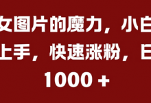 美女图片的魔力,小白轻松上手,快速涨粉,日入几张-蜗牛学社